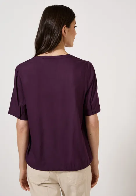 Split Neck Viskose-Bluse deep berry