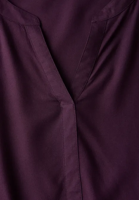 Split Neck Viskose-Bluse deep berry