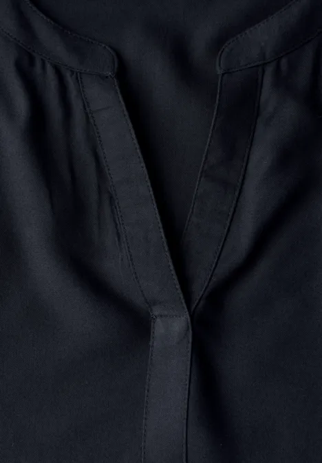 Split Neck Viskose-Bluse universal blue