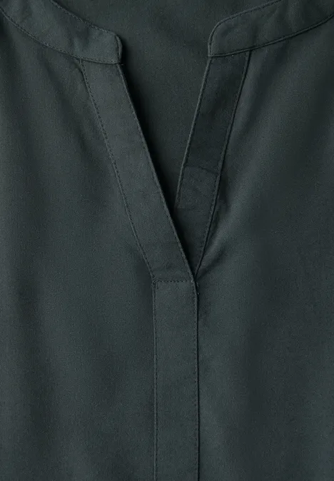 Split Neck Viskose-Bluse slate khaki
