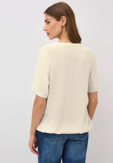 Split Neck Viskose-Bluse light beige