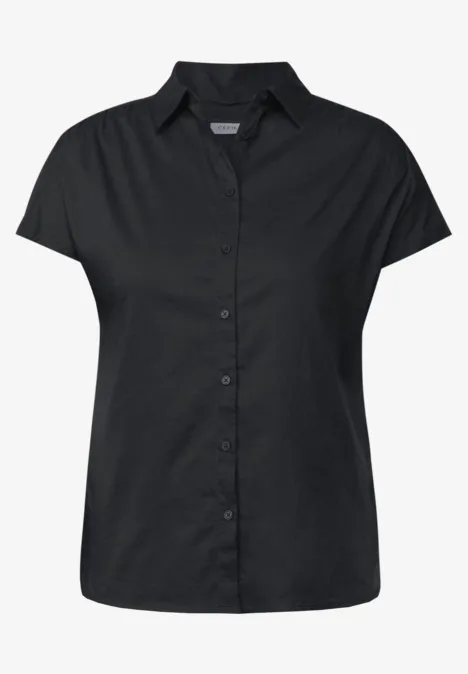 Hemdbluse in Unifarbe Black