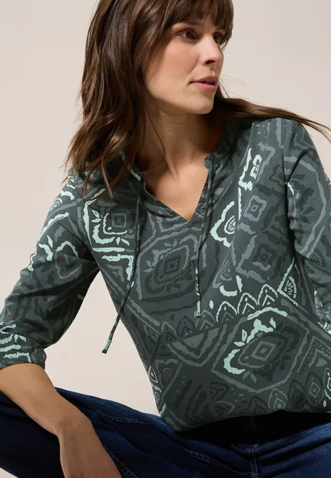 Bedruckte Bluse slate khaki