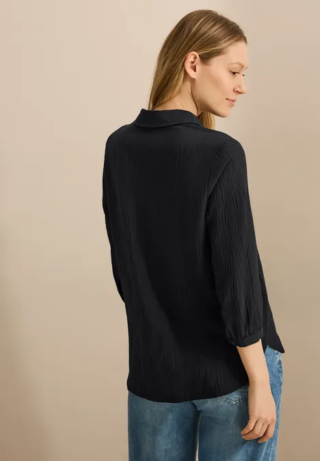 Seersucker Bluse Black