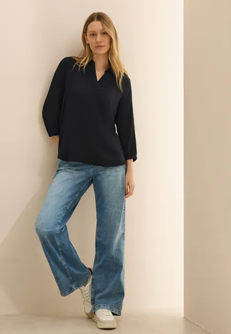 Seersucker Bluse Black
