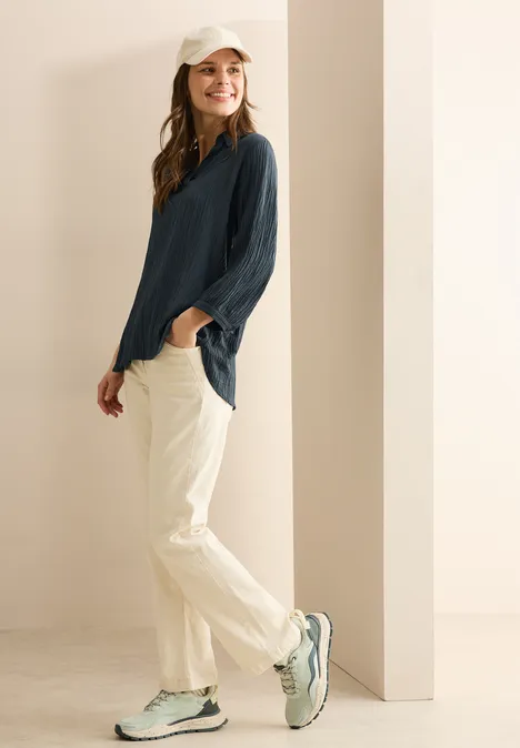 Seersucker Bluse slate khaki