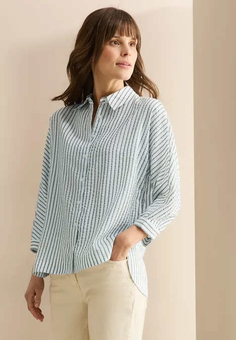 Gestreifte Hemdbluse slate khaki
