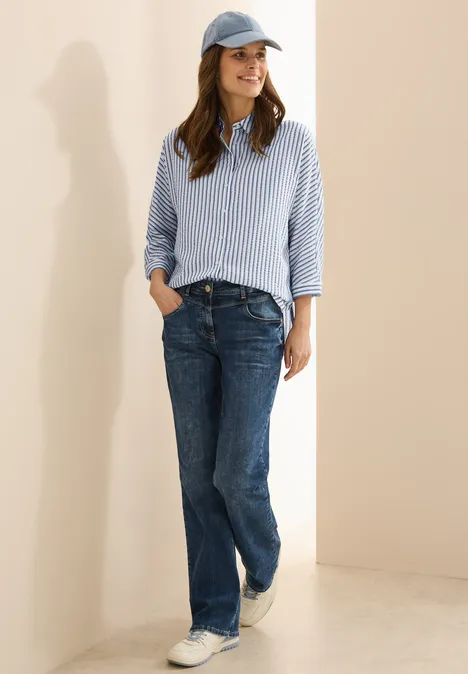 Gestreifte Hemdbluse mid blouse blue