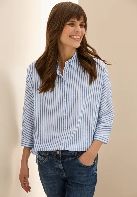 Gestreifte Hemdbluse mid blouse blue