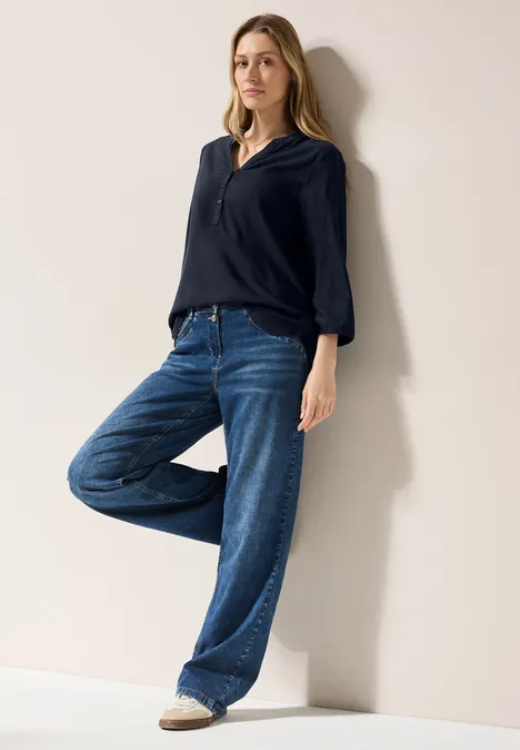 Bluse in Unifarbe universal blue