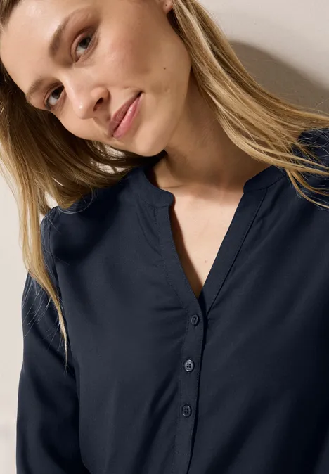 Bluse in Unifarbe universal blue