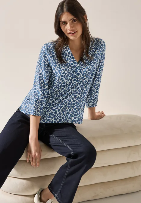 Print-Bluse mit Glitzer vanilla white