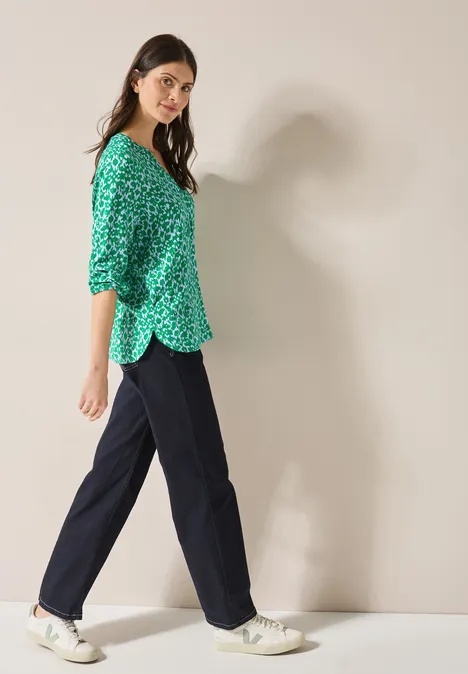 Print-Bluse mit Glitzer pastel blue