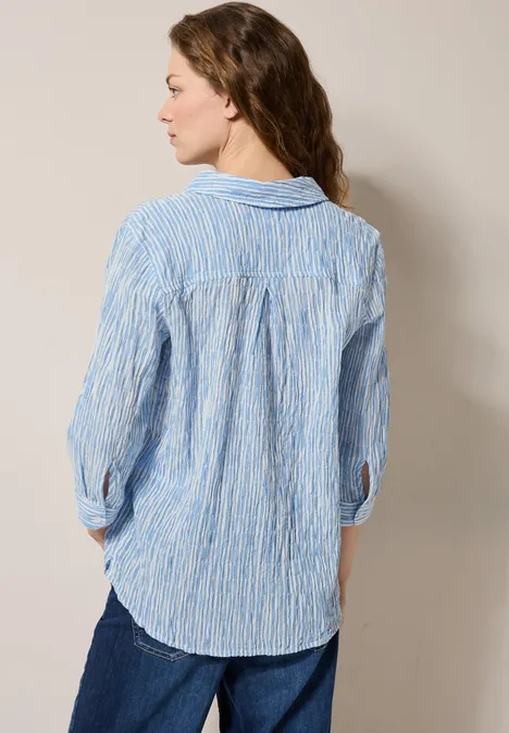 Gestreifte Seersucker Bluse ultramarine