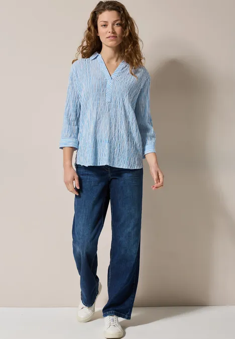 Gestreifte Seersucker Bluse ultramarine