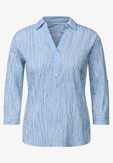 Gestreifte Seersucker Bluse ultramarine