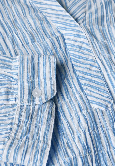 Gestreifte Seersucker Bluse ultramarine