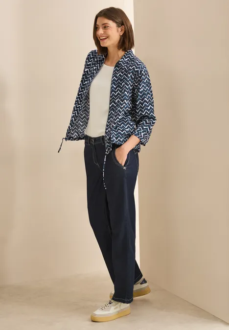 Print-Bluse mit Zipper universal blue