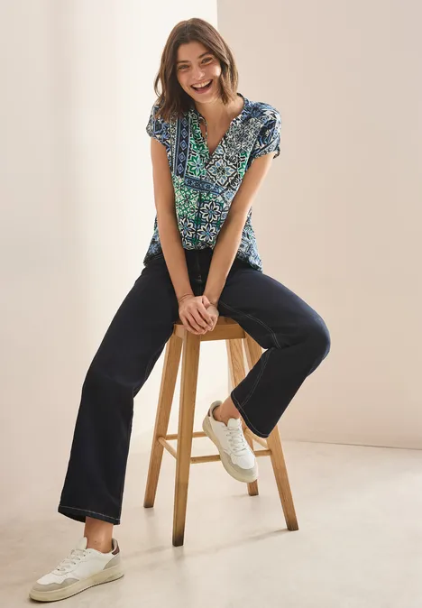 Bedruckte Bluse universal blue
