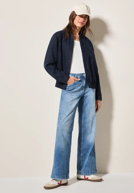 Leinen-Blouson universal blue