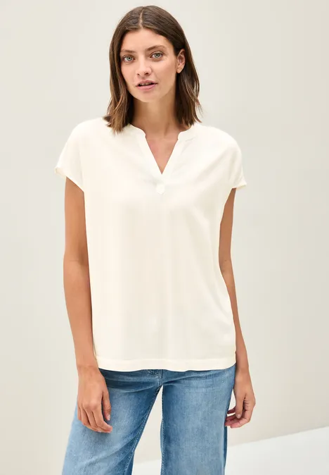Blusenshirt in Unifarbe vanilla white