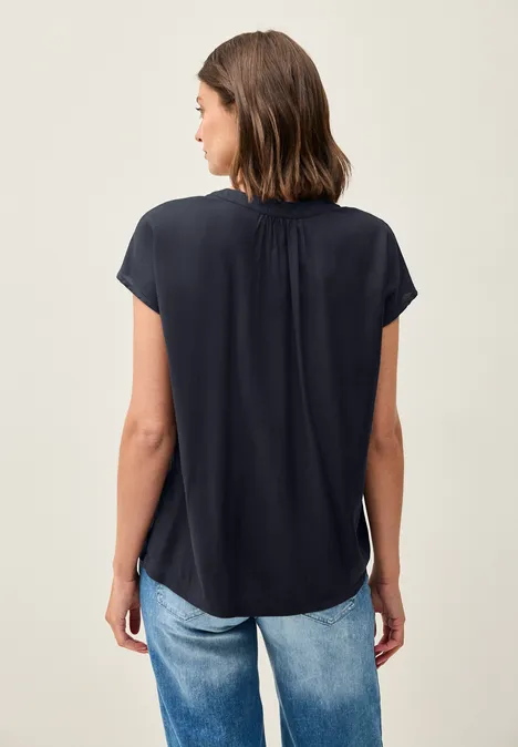 Blusenshirt in Unifarbe universal blue