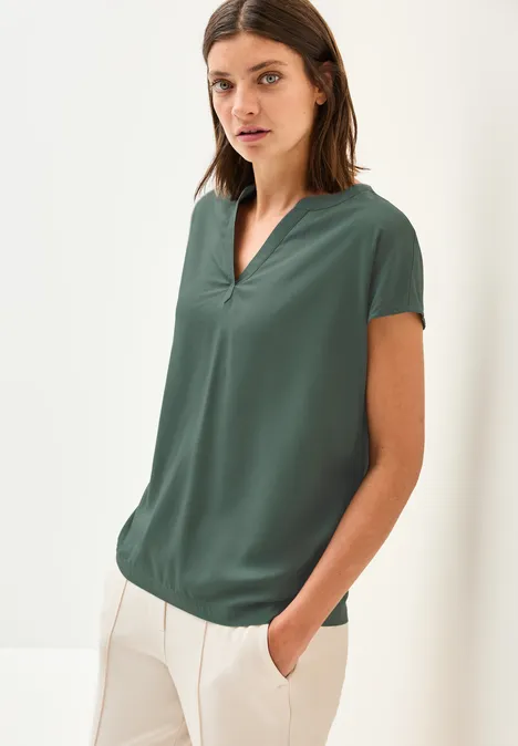 Blusenshirt in Unifarbe balmy khaki