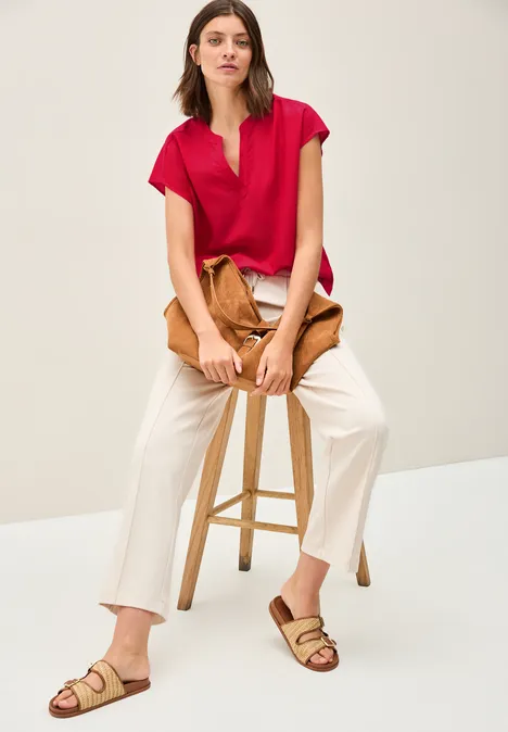 Blusenshirt in Unifarbe glazed apple red