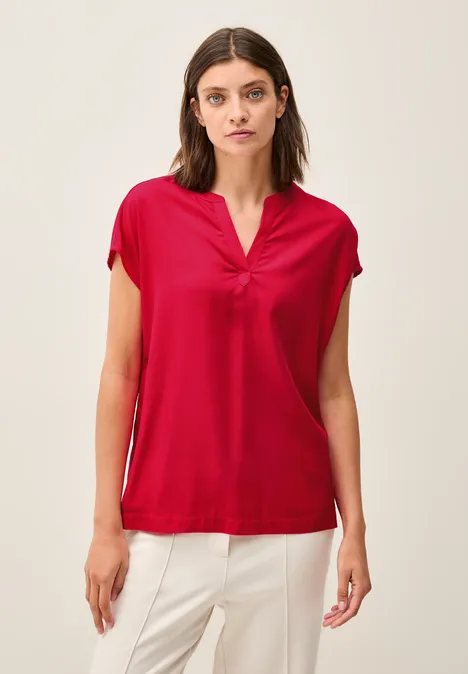 Blusenshirt in Unifarbe glazed apple red