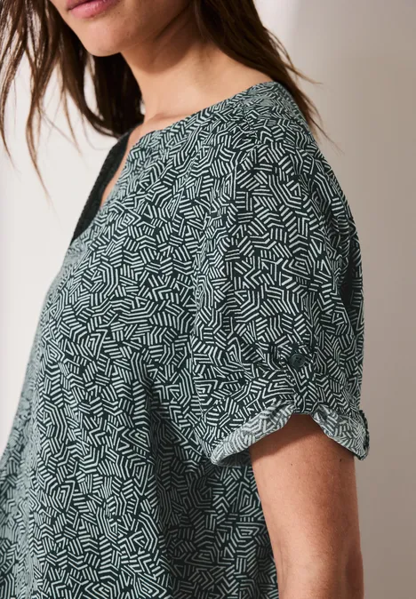 Gemusterte Bluse slate khaki