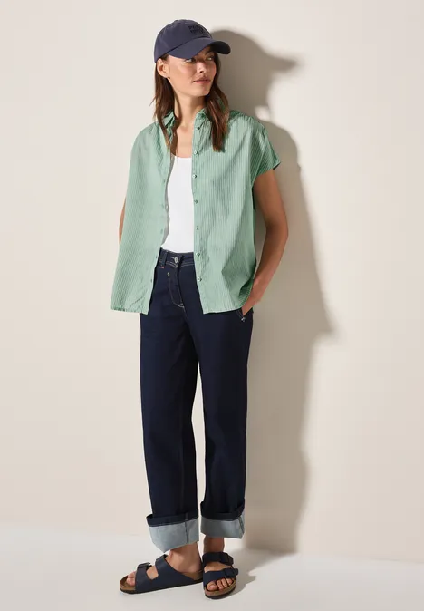 Gestreifte Hemdbluse matcha green