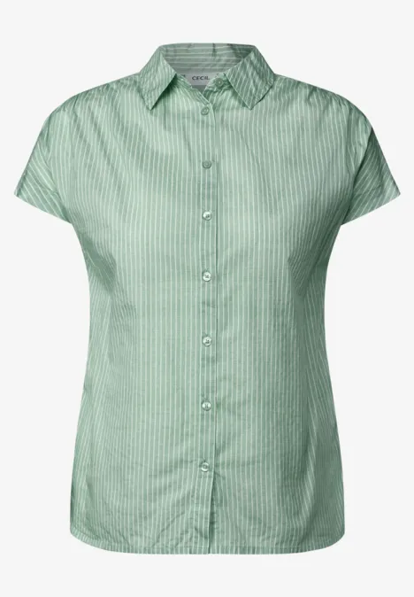 Gestreifte Hemdbluse matcha green