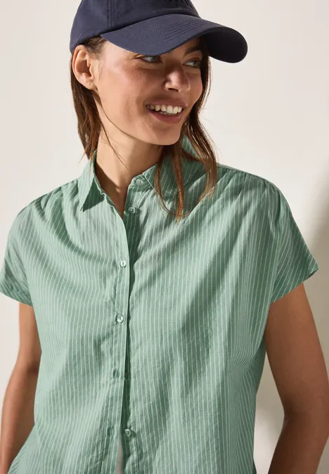 Gestreifte Hemdbluse matcha green