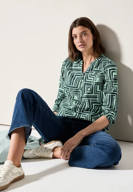 Gemusterte Bluse slate khaki