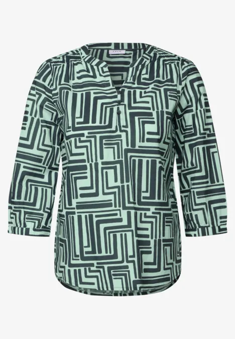 Gemusterte Bluse slate khaki