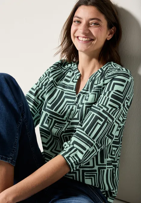 Gemusterte Bluse slate khaki