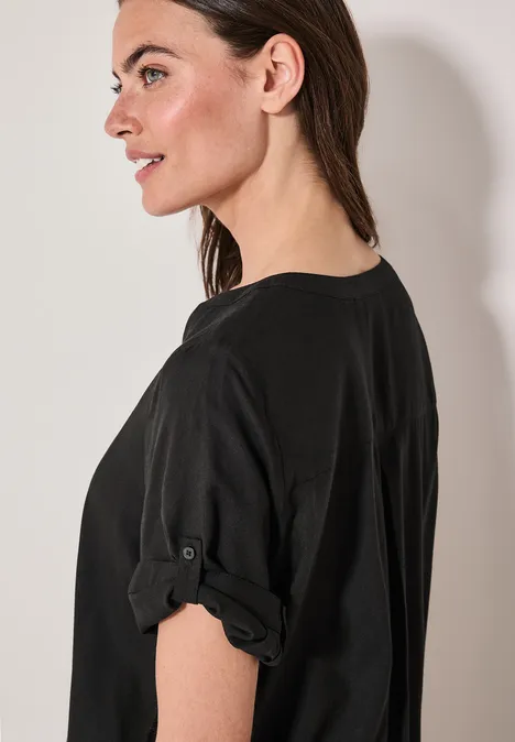 Kurzarmbluse in Unifarbe Black