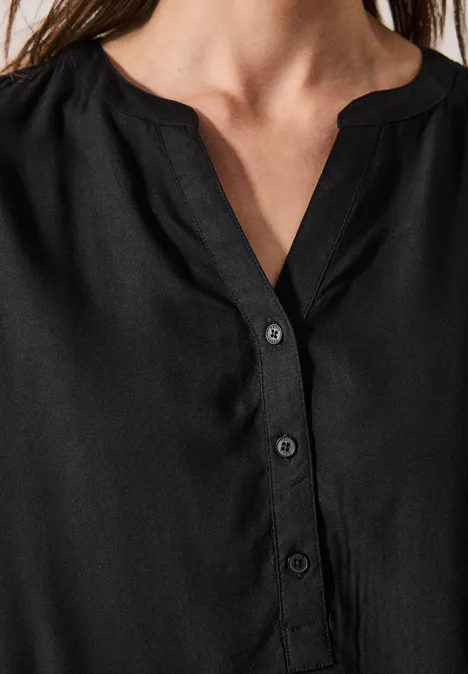 Kurzarmbluse in Unifarbe Black