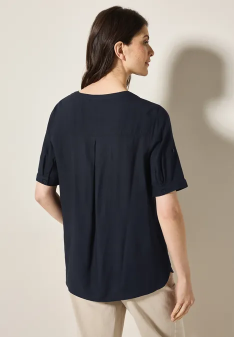 Kurzarmbluse in Unifarbe universal blue