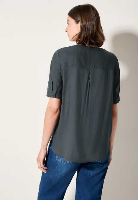 Kurzarmbluse in Unifarbe slate khaki