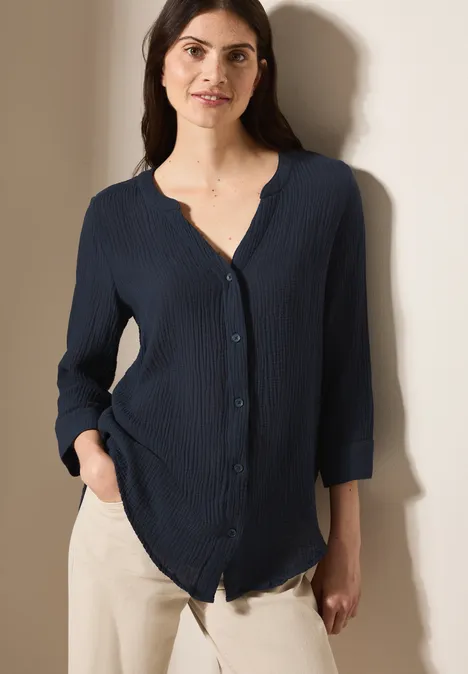 Musselin Bluse universal blue