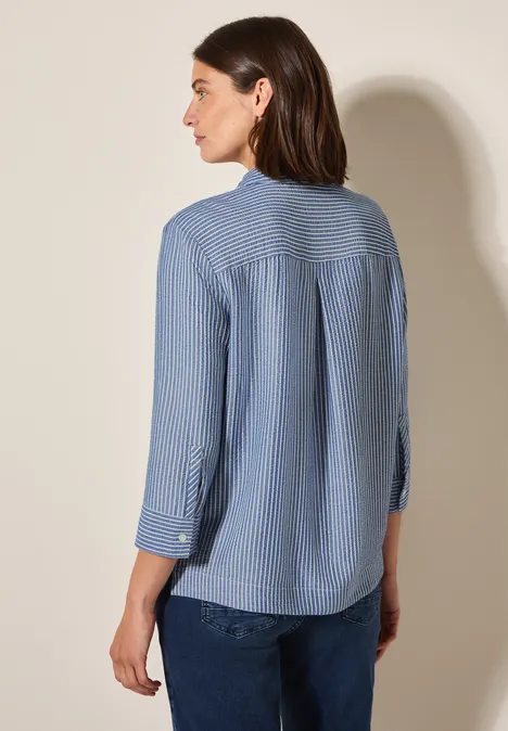 Gestreifte Seersucker Bluse blouse blue