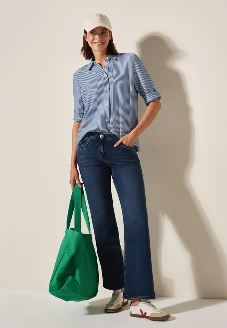Gestreifte Seersucker Bluse blouse blue