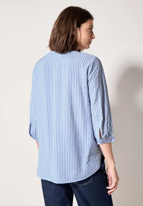Gestreifte Seersucker Bluse blouse blue