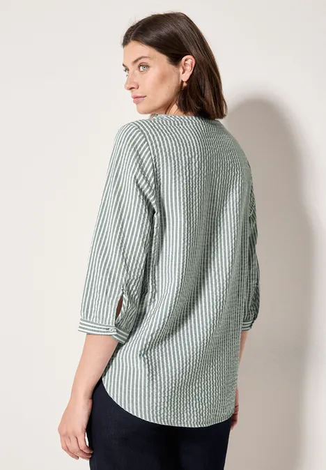 Gestreifte Seersucker Bluse slate khaki
