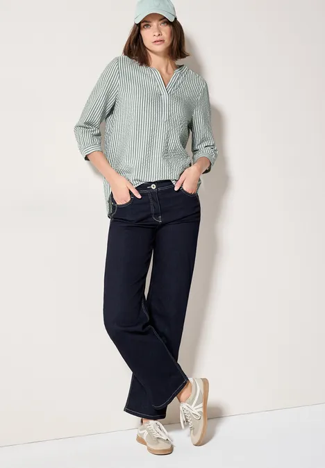 Gestreifte Seersucker Bluse slate khaki