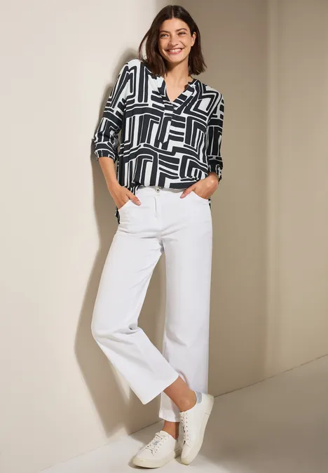 Gemusterte Strukturbluse universal blue
