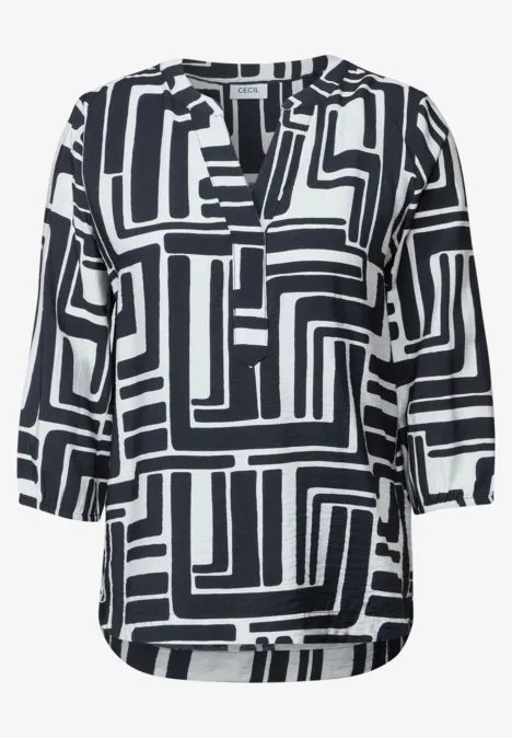 Gemusterte Strukturbluse universal blue