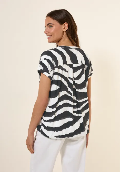 Blusenshirt mit Zebra Print volcanic grey
