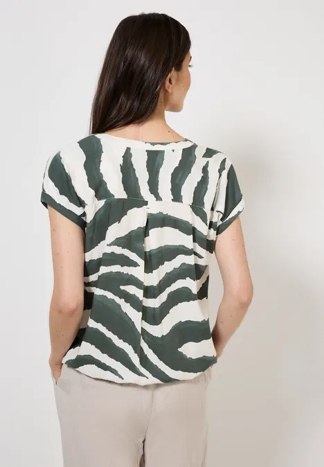 Blusenshirt mit Zebra Print dark balmy khaki